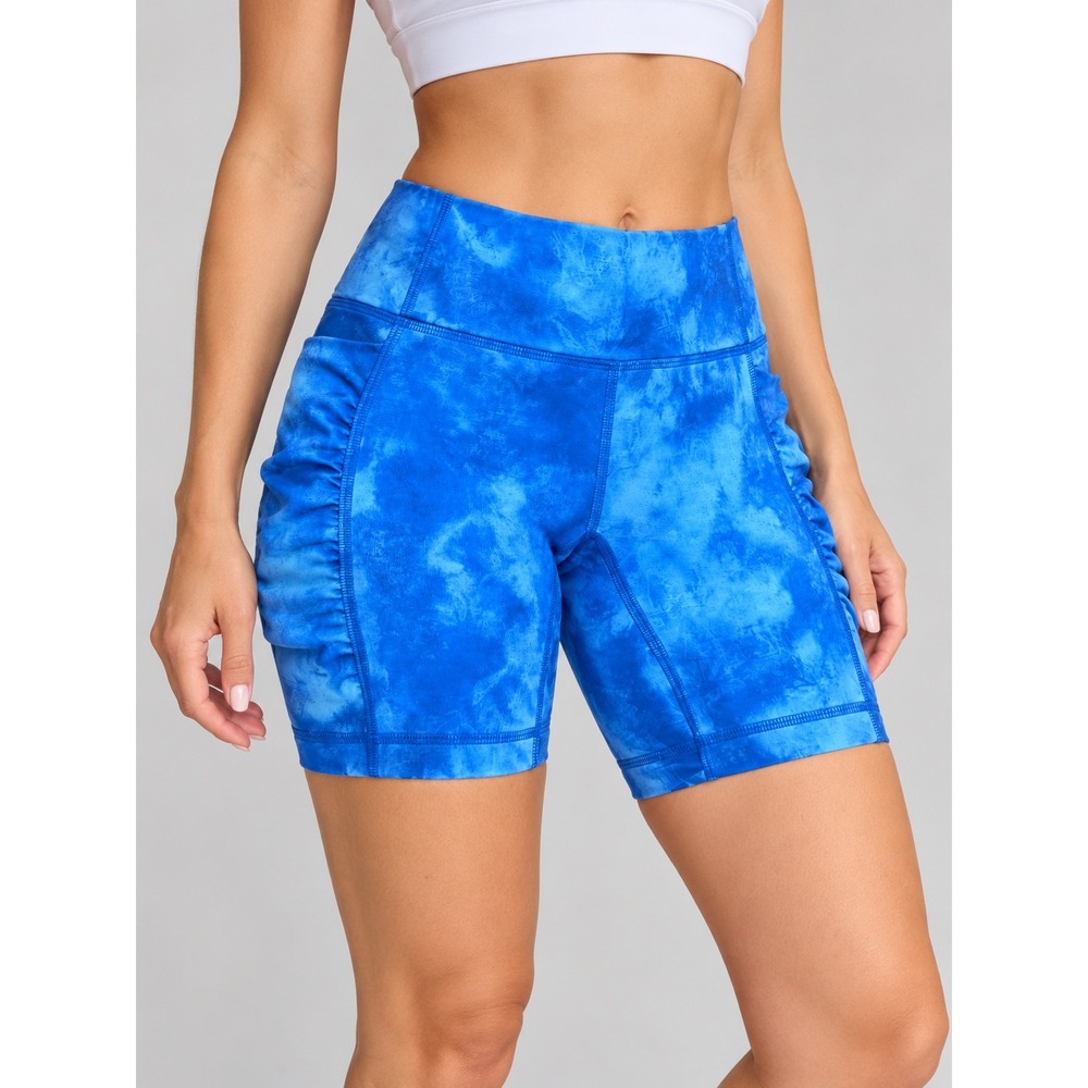 Lululemon Blue Cloud Print Biker Shorts with Side Pockets Size 4